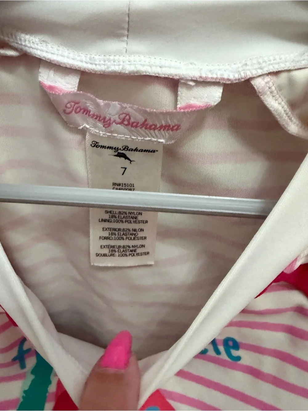 Kids Pink Stripe 'Fruity Cutie' Rash Guard Swim Top Tommy Bahama size 7